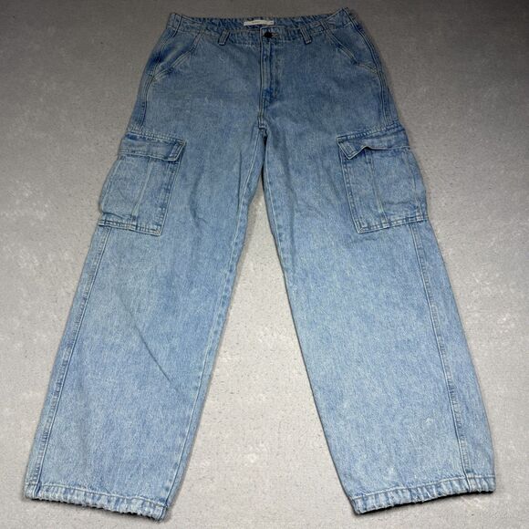 Levi's Denim - Levis 94 Baggy Cargo Jeans Women 30 Fits 32x39 Light Wash Wide Leg Utility Denim